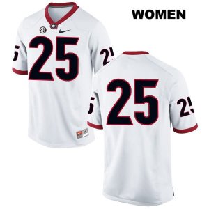 Women's Georgia Bulldogs NCAA #25 Ahkil Crumpton Nike Stitched White Authentic No Name College Football Jersey EHD4854CR
